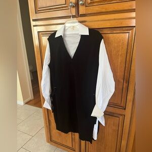 Elan Black and White Long Sleeve Dress